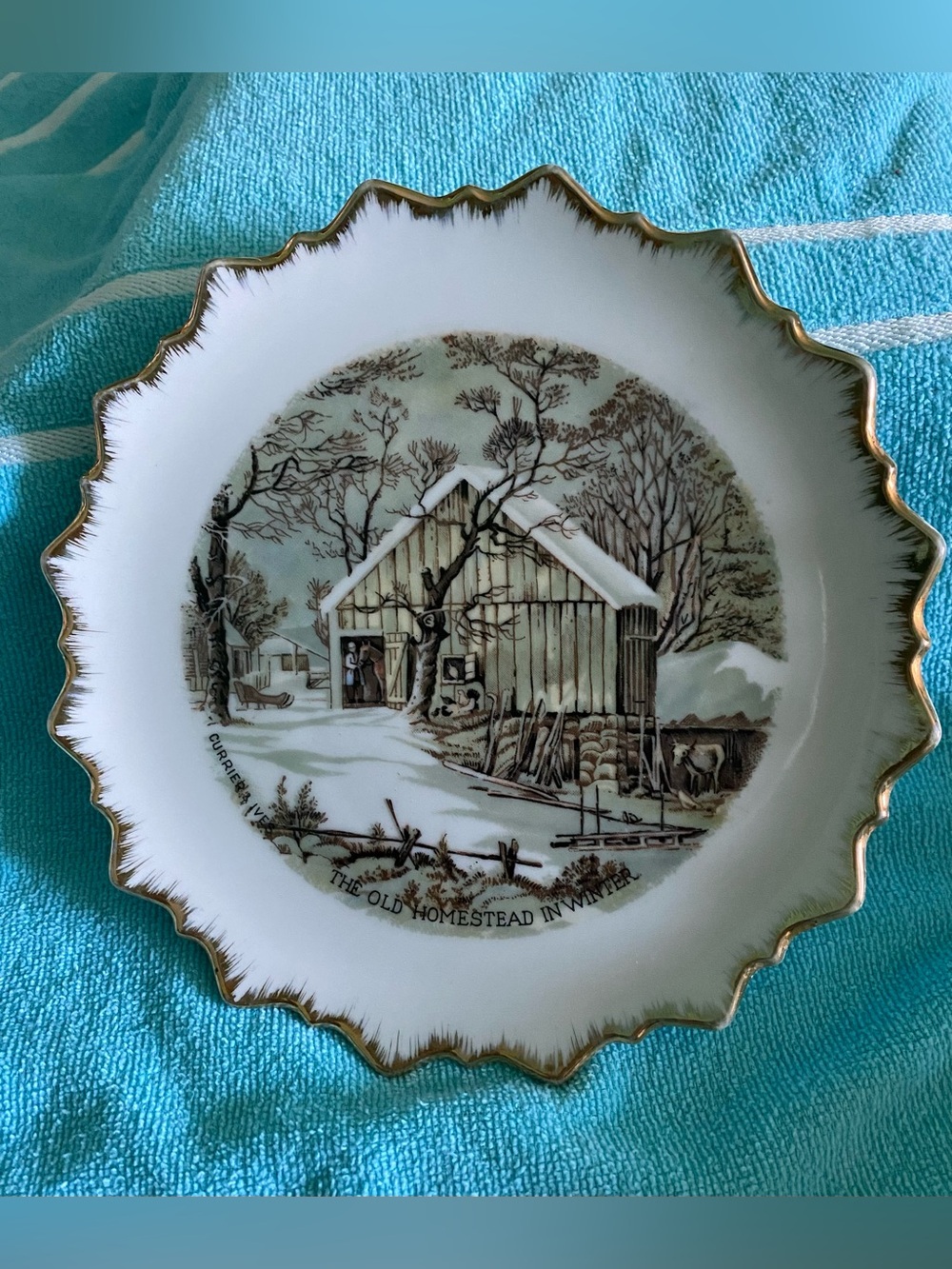 Currier & Ives The Old Homestead In Winter plate